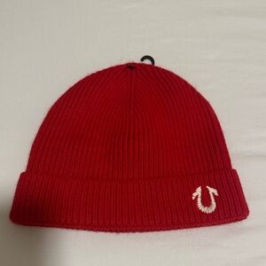 True Religion Red Knit Beanie